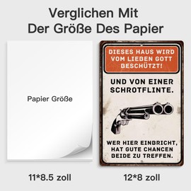 Putuo Decor Tin Sign - This House Is Protected By God And Shotgun - Funny Warning Sign