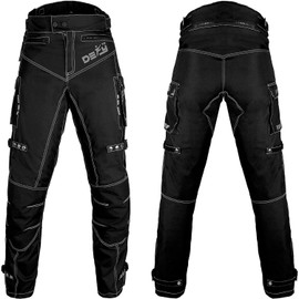 Motorcycle Pants for Men Dual Sport Motorbike Pant Waterproof, Windproof Riding Pants All-Weather with Removable CE Armored Black - Waist 38" - Inseam 34"