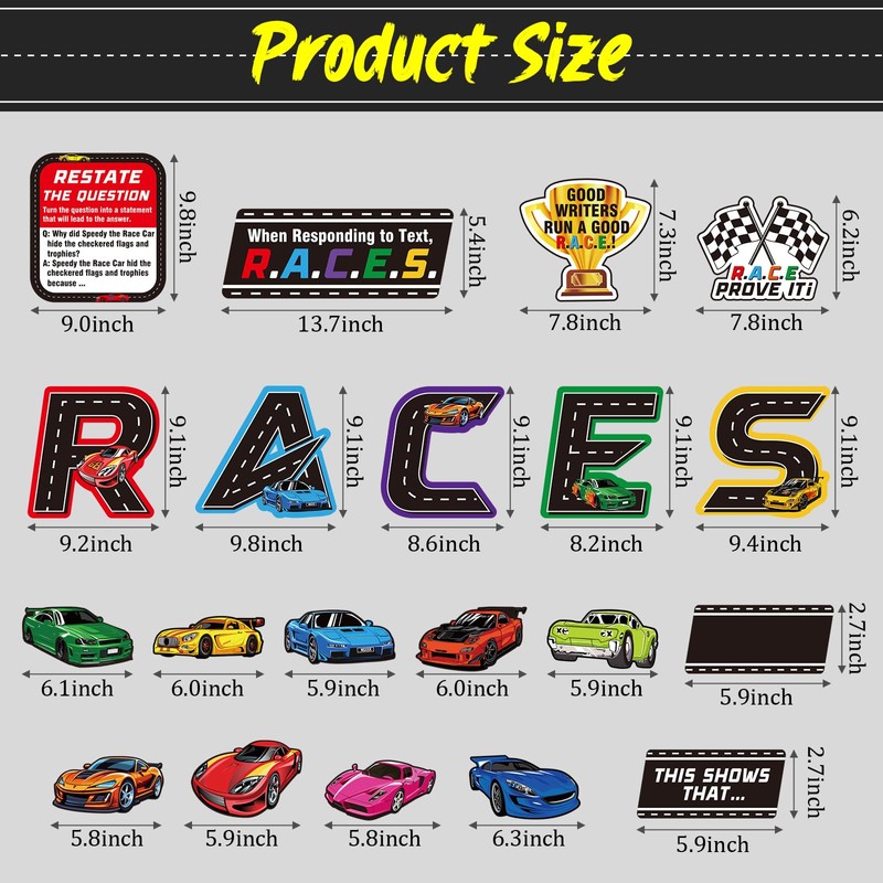 Cinrobiye 37 Pcs Races Writing Process Bulletin Board Decorations Set,Races