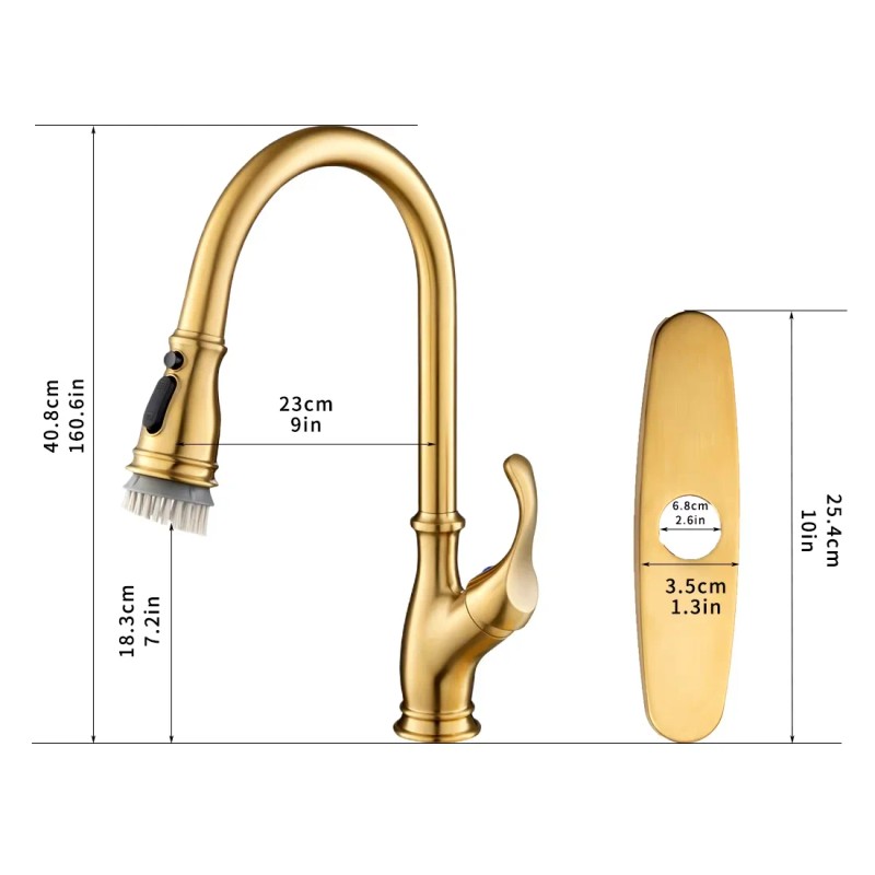 FLG Single Hole Hot Cold Water Mixer Sink Pull Out