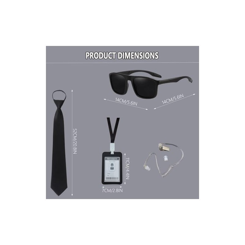 Agent Costume Set Secret Security Service Accessories Kit Includes Zipper