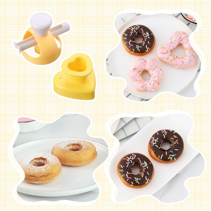 USHXVG 2Pcs Donut Molds with Dip Tongs, Hollow Bread Mold,