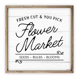 Fresh Cut Flower Market Rustic Wood Sign 12x12 (Frame Included)