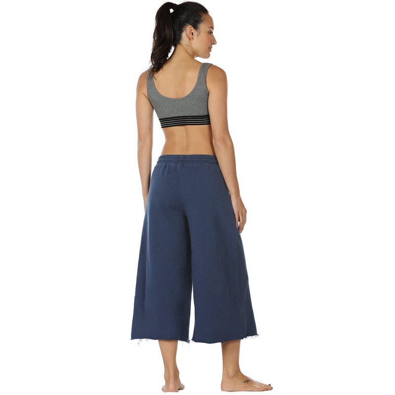 icyzone Culottes Capri Pants for Women - Elastic Waist Wide