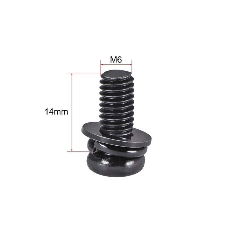sourcing map M6 x 14mm Carbon Steel Phillips Pan Head