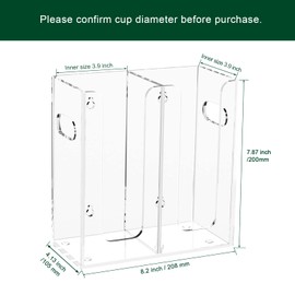 BOSSCASA Disposable Coffee Cup Dispenser with Handles, Countertop or Wall Mount Hot/Cold Drink Cup and Lid Holder - Bathroom/Kitchen/Office Acrylic Cup Lid Storage Organizer (2 Compartments, Clear)