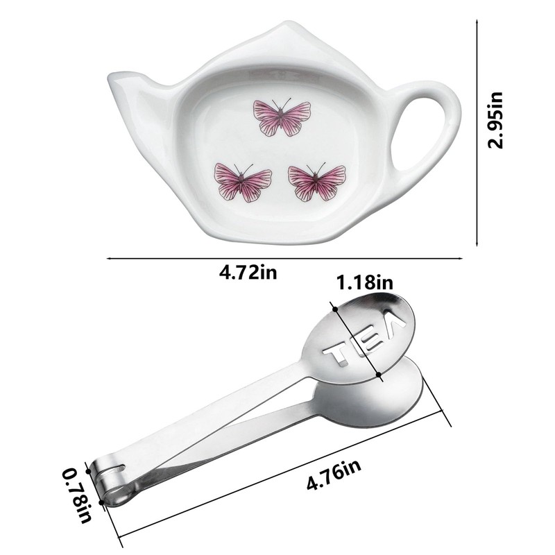 Tea Bag Coaster Set of 6 White Ceramic Tea Bag