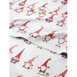 Cal King Christmas Gnome Red Sheet Set - Holiday Xmas Pattern Linen Set - Deep Pockets - Snug Fit - 4 Piece - Wrinkle Free - Comfy & Cooling Bedding - Easy to Care for - Kid Friendly - by CGK Linens