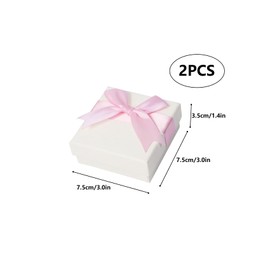 Nideen Pack of 2 Jewellery Gift Boxes, 7.5 x 7.5 x 3.5 cm Small Gift Box with Lid for Jewellery, Earring, Necklaces, Gift Box for Women (Pink)
