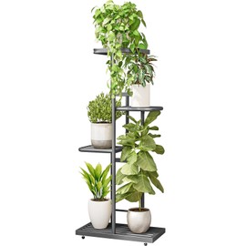 LINZINAR Plant Stand Indoor Outdoor Metal 4 Tier 5 Potted Multiple Flower Pot Holder ShelfPlanter Display Shelving Unit for Patio Garden Corner Balcony Living Room