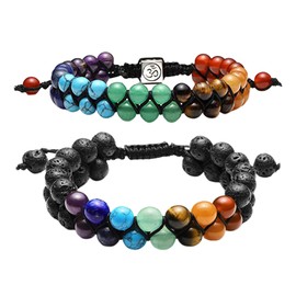 LSYYSL 2 Pieces of Beaded Bracelets, Adjustable Bracelets, Double-Layered Bracelets for Women, Creative Beaded Jewelry, Clothing Accessories