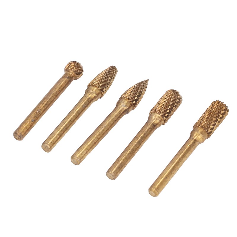 5Pcs Grinding Bit Head Rotary File Burr Double Cut Tool