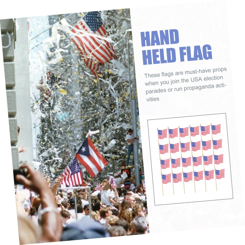 Kisangel 40pcs Small Usa Stick Flags Mini American Flags for