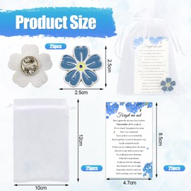 25 Set Forget Me Not Memorial Pin, Life Funeral Memorial Gift, Forget Me Not Gifts with Memorial Poem Cards and Organza Bags for Memorial Remembrance Presents