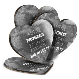 Destination Vinyl ltd Great Coasters (Set of 4) Heart - BW - Positive Motivational Quote Drink Glossy Coasters/Tabletop Protection for Any Table Type #36173