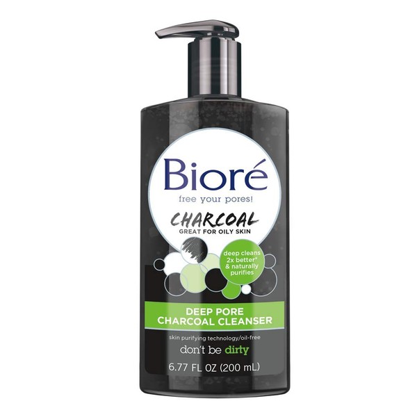Bioré Deep Pore Charcoal Daily Face Wash, 6.77 Ounce, with Deep Pore Cleansing for Dirt and Makeup Removal From Oily Skin