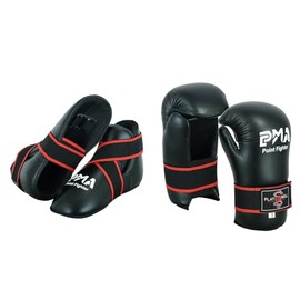 Playwell Competition Vinyl Semi Contact Sparring Gloves & Boots Set - Black (L)