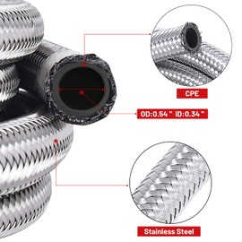 Piodelo Universal 6AN 3/8" 20FT Fuel Line Hose Kit, AN6 CPE Nylon Stainless Steel Braided Fuel Line Oil/Gas/Fuel Hose Fitting Kit with 10PCS Swivel Hose Ends Fitting Adapter - Red & Blue