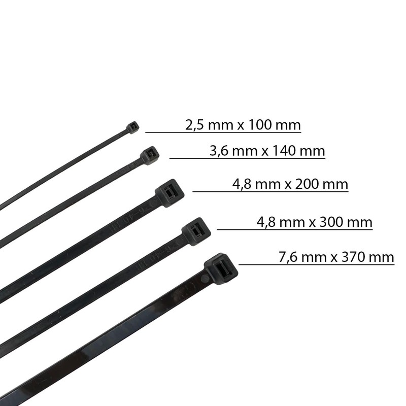 HORZEFIX Cable Ties Pack of 100 Black Long UV Resistant