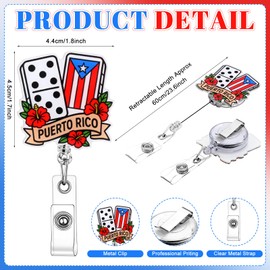 Trnayi 20 Pcs Puerto Rico Flag Badge Reels Bulk Boricua Style Retractable Badge Reels Clip for Lanyards Name ID Card Holder Keychain, Puerto Rican Souvenirs Gifts for Nurses Teachers Students Workers