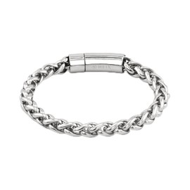 HEIX Mens Jewelry Stainless Steel Simple Cuban Braided Wheat Silver Link Chain Bracelet for Men and Boys (19, 8mm)