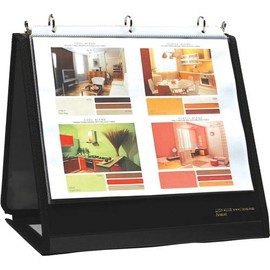 Lion Insta-Cover Round Ring Easel Binder - 1 1/2" Binder Capacity - Letter - 8 1/2" x 11" Sheet Size - Fastener(s): 3 x Round Ring - Pocket(s): 80 - Horizontal Orientation - Black - Recycled - Label Holder, Reinforced Sewn Edge, Business Card Holder