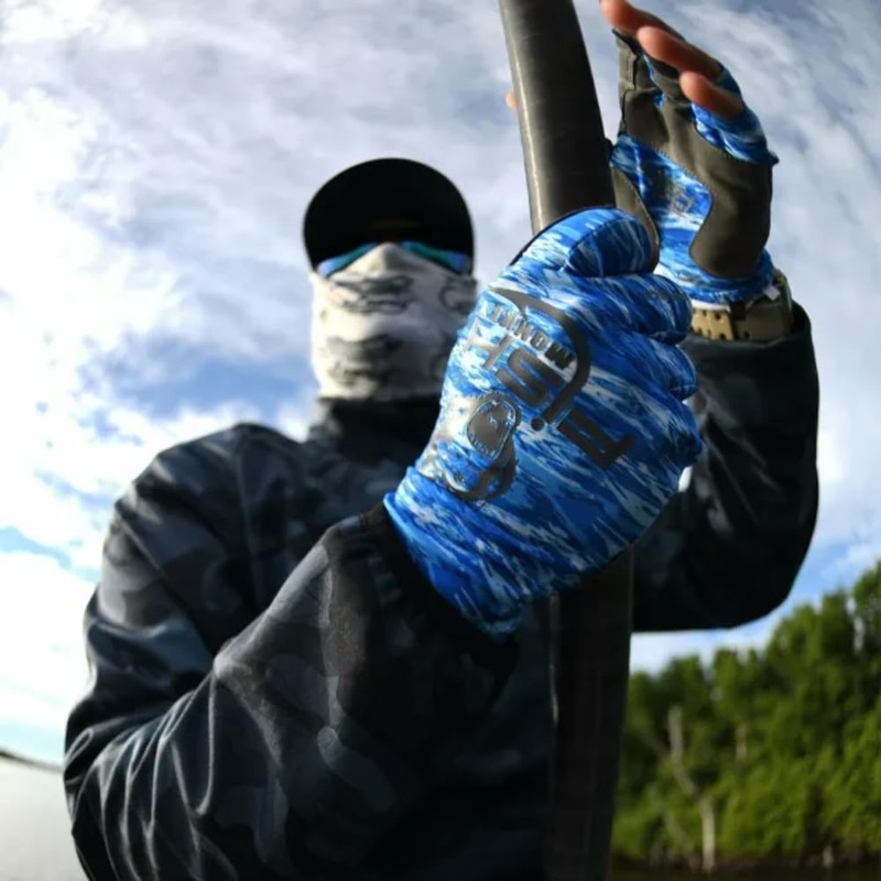 Fish Monkey Gloves Half Finger Guide Gloves, Medium, Grey Water