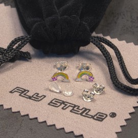 Fly Style Rainbow Earrings 925 Silver for Children Girls Earrings / Women, Sterling Silver