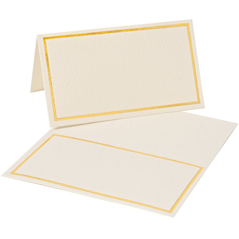 KraftiSky 50 Pack Place Cards for Table Setting with Gold