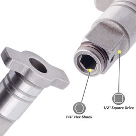 YAKAMOZ 2 Pack Electric Wrench Conversion Head - 1/4’’ Hex Shank & Magnetic 1/2’’ Square Shaft Conversion Head for Impact Wrench Drill Socket Screwdriver Bits