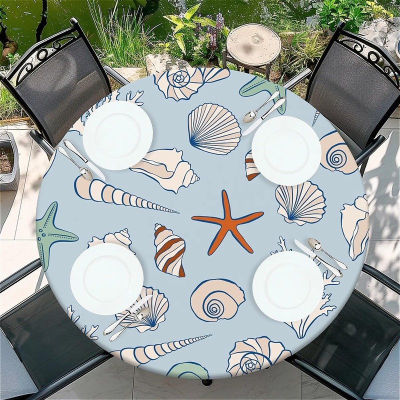 Outdoor Round Tablecloth with Elastic Band, Diameter 90 cm, Elastic