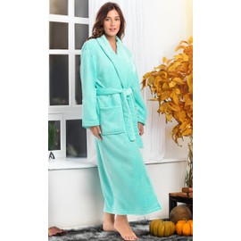 Alexander Del Rossa Womens Robes Long Plush, Robes for Women Bathrobe, Plus Size Robe Aruba Blue Medium (A0117ARBMD)