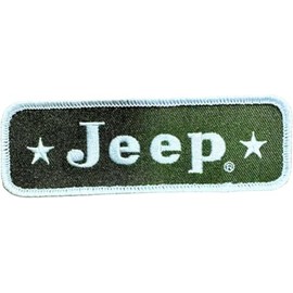 Jeep Stars Logo Embroidered Heat Seal or Sew-on Patch 1.5" x 4.5" Military Green/White (Heat Seal Backing)