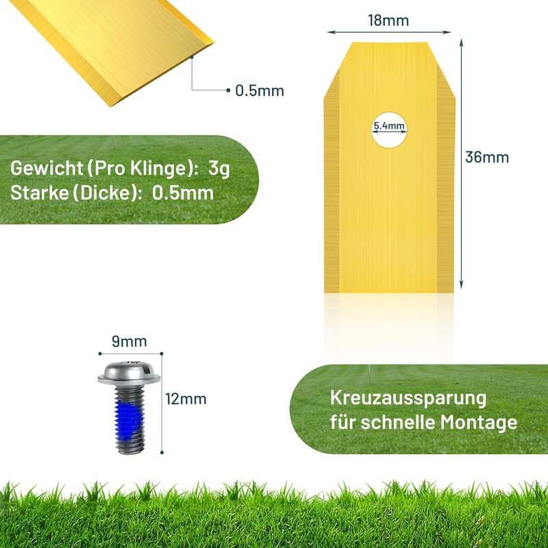 HAUSPROFI 30 x titanium robotic lawnmower blades, replacement blades, ultra-sharp,