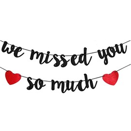 We Missed You So Much Banner Set - Gold Glitter Farewell Party Decorations Supplies Going Away Party Retirement Party Office Work Party Graduation Decoration(Black)