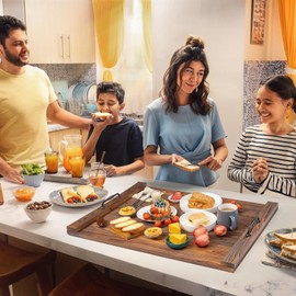 Lynicon Noodle Board Stove Cover with Handles, Sink Wood Stove Top Covers for Electric & Gas Stove, RV Stove Burner Cover, Farmhouse Decorative Wooden Tray for Kitchen (Retro Brown)