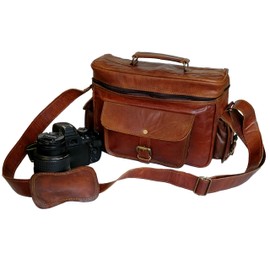 Madosh, Camera Bag Men's Shoulder Bag Genuine Brown Leather DSLR SLR Lens Protector Crossbody Vintage Bags, brown