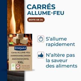 STARWAX - Lighting Cube for Grill, Oven and Fireplace - Quick Lighting - Clean and Odourless - No Palm Oil - 100% Ingredients of Natural Origin - 34 Cubes - 1 Cube = 1 Fire