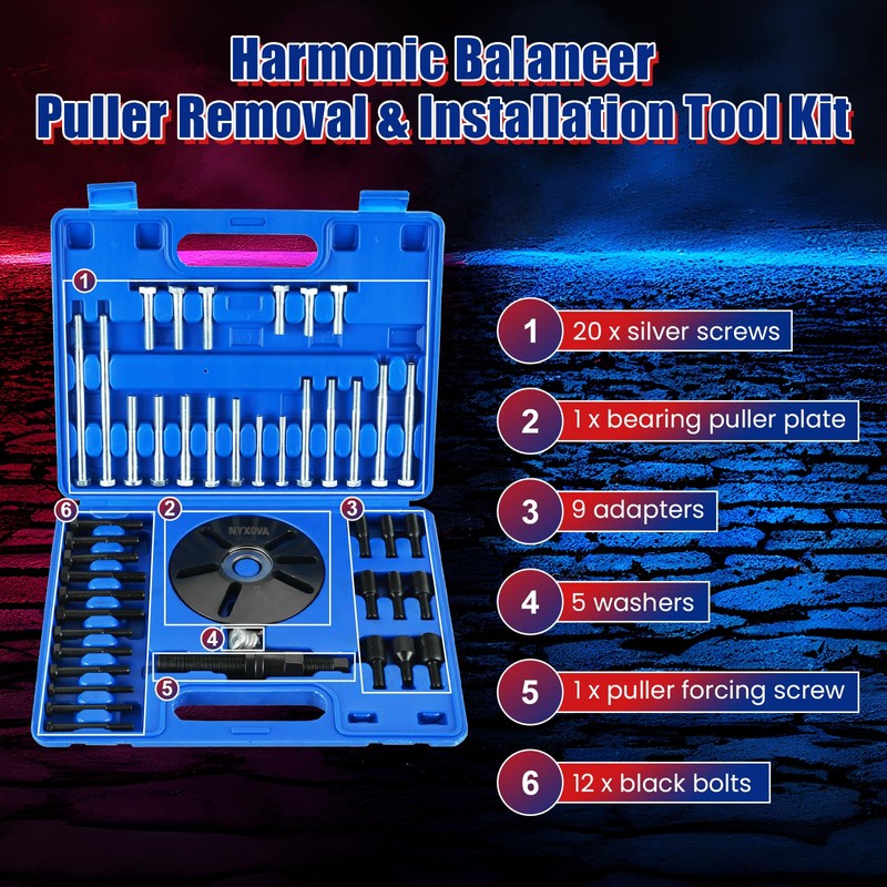 NYXOVA Harmonic Balancer Puller Removal & Install Tool Kit, Flywheel