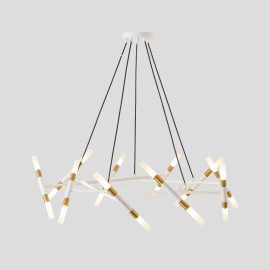 Mid Century Modern 20-Lights LED Sputnik Chandelier Light Fixture White and Brass Gold Round Chandelier Acrylic GlassShade  color: Golden white, Design Style: Modern, Lamp Power(W): no bulbs, Number of Lights: 20