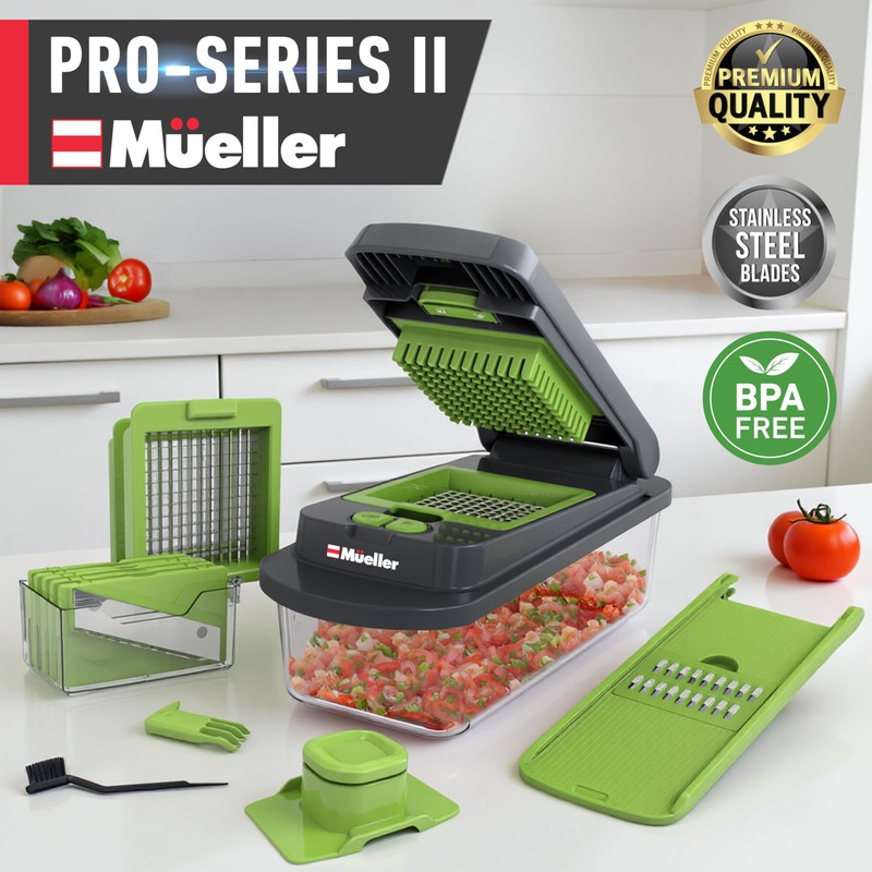 Mueller Pro-Series 10-in-1, 8 Blade Vegetable Chopper, Onion Mincer, Cutter,