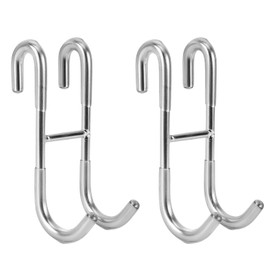 Simtive Shower Door Hooks (2-Pack), Towel Hooks for Bathroom Frameless Glass Door, Shower Squeegee Hooks, Silver