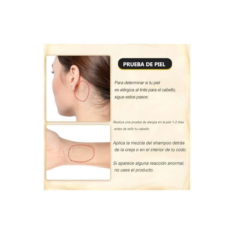 Shampoo para Canas 3 en 1, Champú Colorante para Teñir