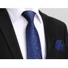HISDERN Ties for Men Classic Royal Blue Long Tie and