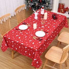 CAROMIO Christmas Tablecloth Washable Red Christmas Deer Rectangular Tablecloth for Christmas Decoration Oil-proof and Waterproof Christmas Tablecloth, 138 x 229 cm / 54 x 90 Inches
