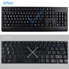 2 Pack Universal Russian Keyboard Stickers Black Background with, White