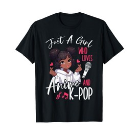 Just A Girl Who Loves Anime and K-Pop African American Afro T-Shirt