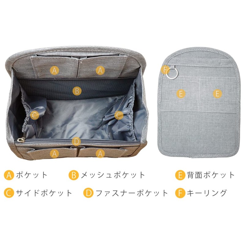 Prendre PR-INBAG-BK Inner Bag, Bag-in-Bag, Backpack, Organization, Nylon, Women's, Men's,