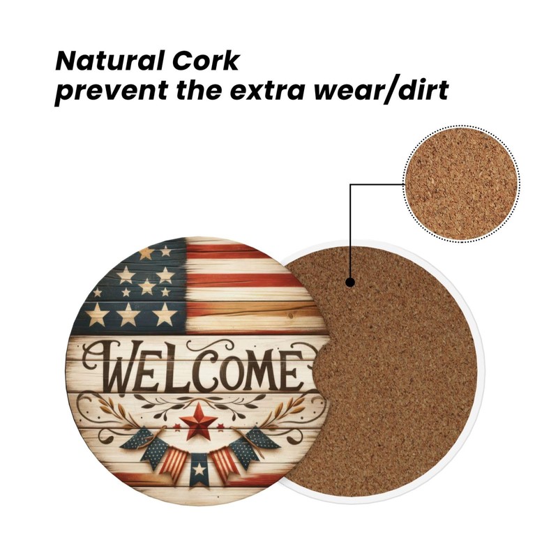 America Flag USA Flag Absorbent Car Coasters 2 Pack for