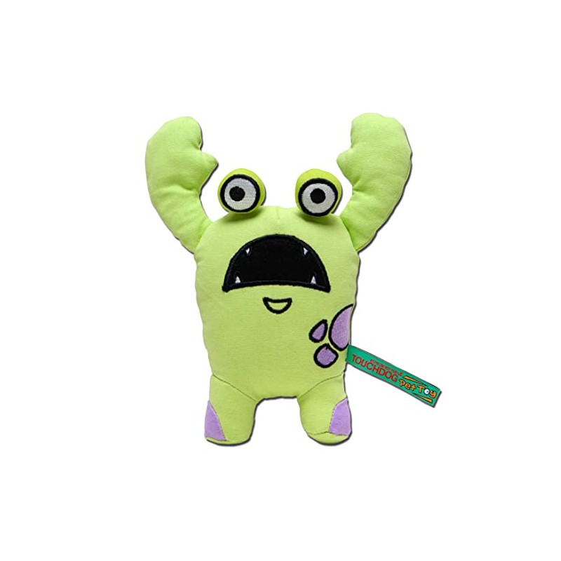 Touchdog Cartoon Up-for-Crabs Monster Plush Dog Toy, One Size, Green